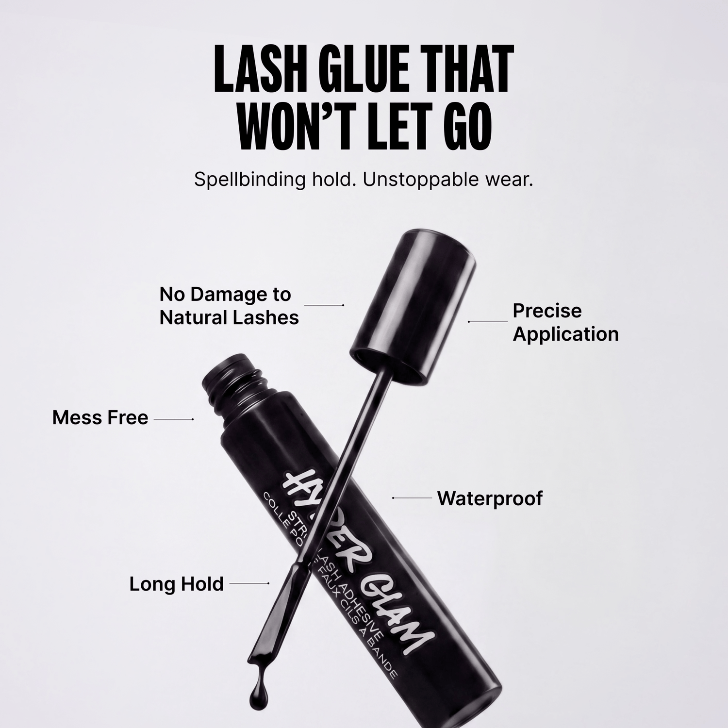 Kiss Hyper Glam Halloween Strip Lash Adhesive - Black | False Eyelash Glue, Strip Lash Adhesive