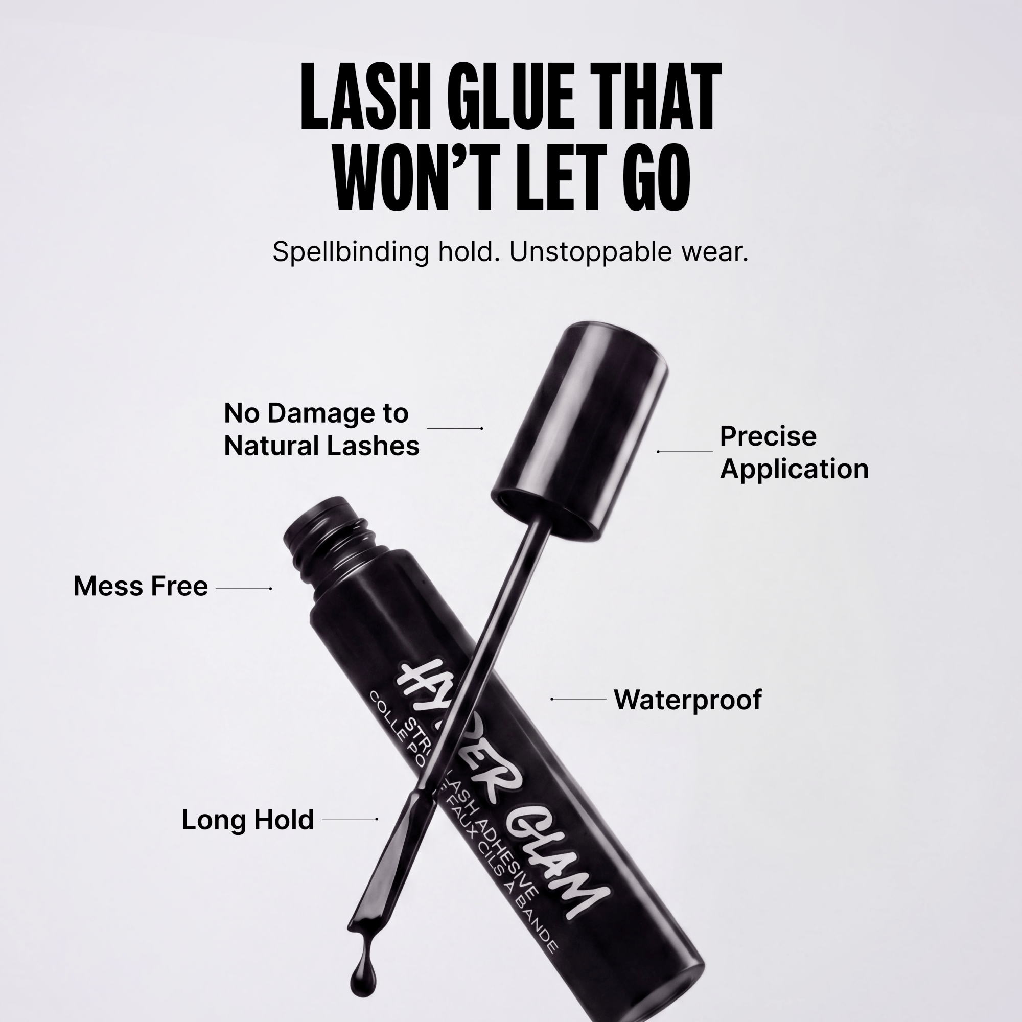 Kiss Hyper Glam Halloween Strip Lash Adhesive - Black | False Eyelash Glue, Strip Lash Adhesive