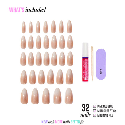 KISS GLAM Embellished Press On Glue Nails - Day n Night