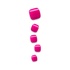 Five pink square nails aligned vertically on a transparent background