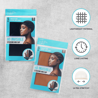 HD Invisible Stocking Wig Cap Black 5 pcs - Image 8
