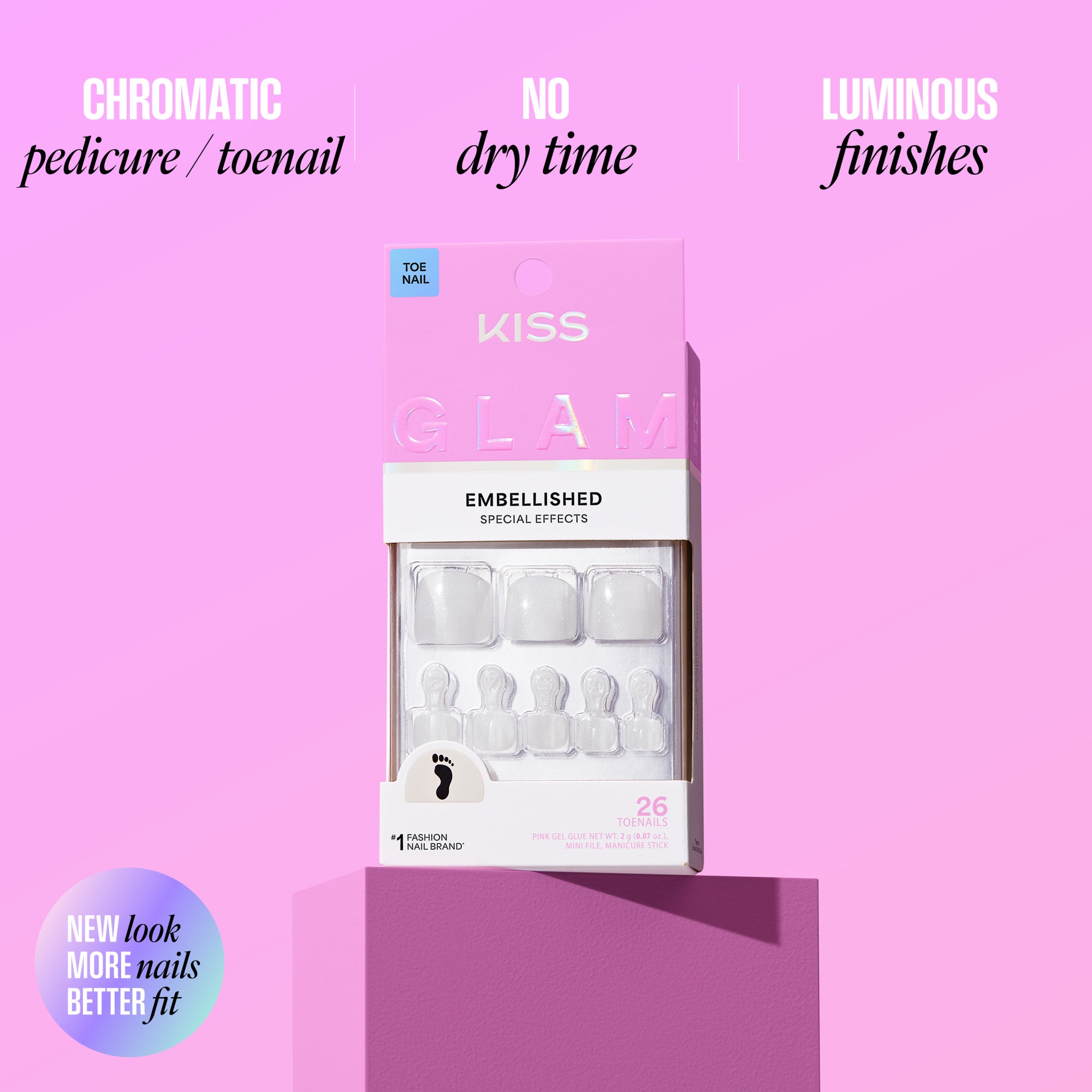 KISS GLAM Press On Glue Toenails- Twinkle Toes