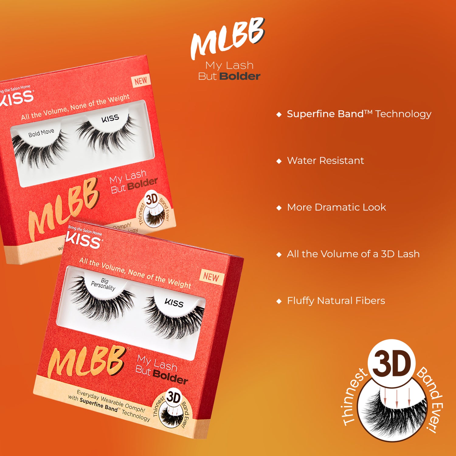 KISS My Lash But Bolder 3D Volume Eyelashes - Slim Thicc