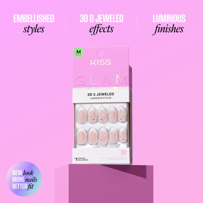 KISS GLAM 3D &amp; Jewel Press On Glue Nails  - Seraphic