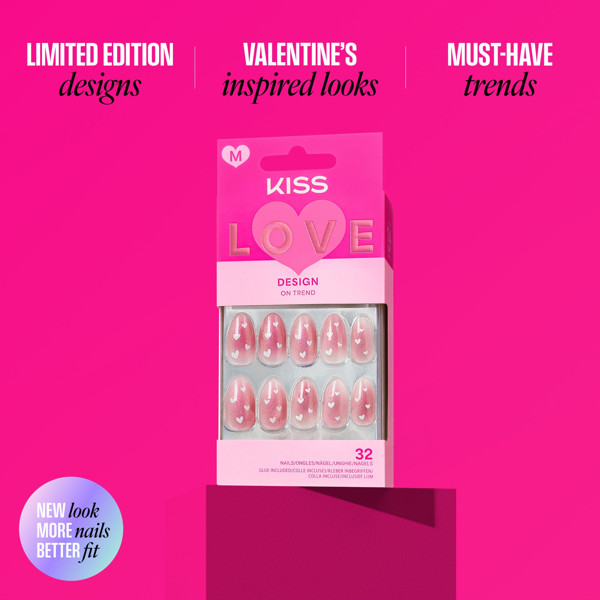 KISS LOVE Design Press On Glue Nails - Cupid&