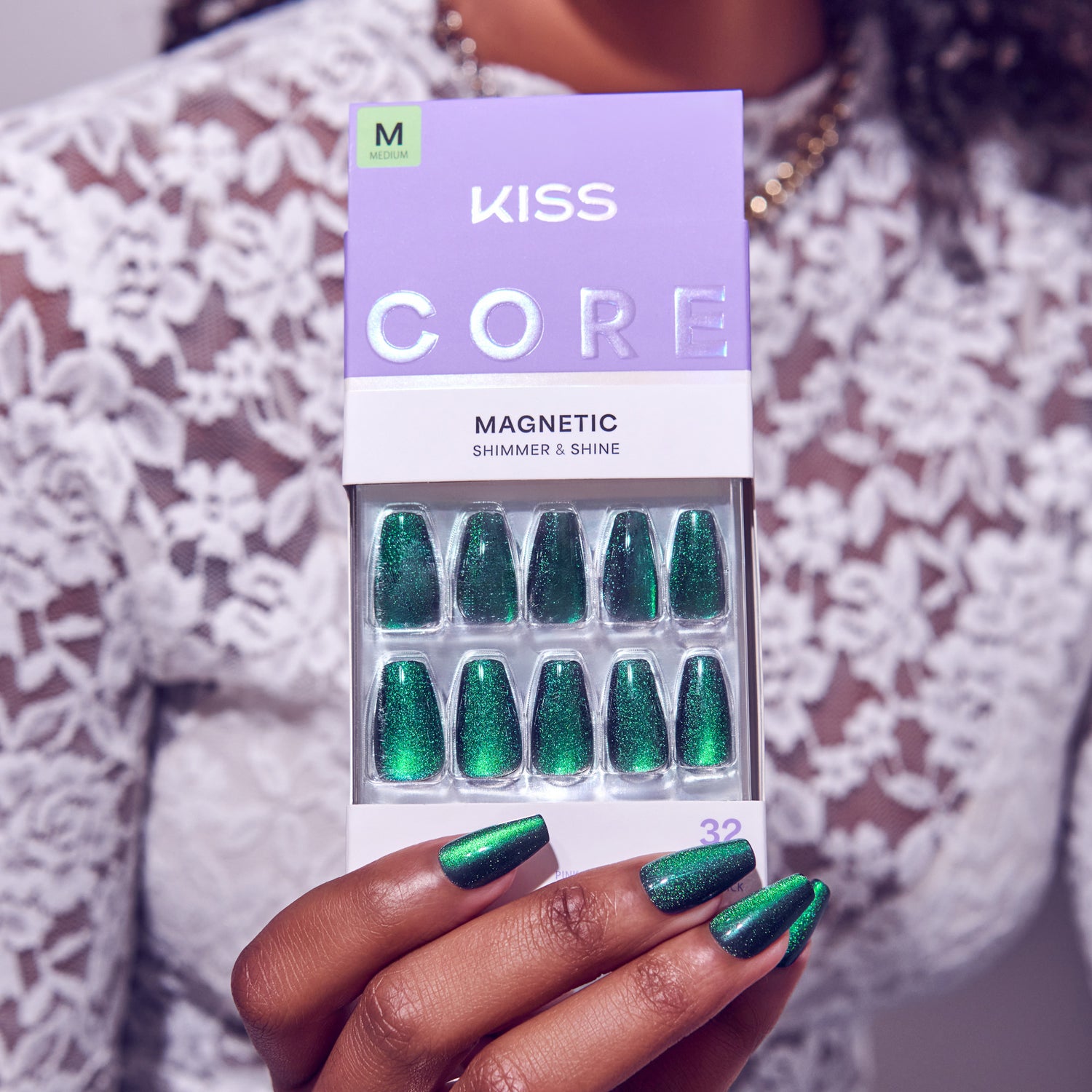 KISS CORE Magnetic Press On Glue Nails – Shimmering
