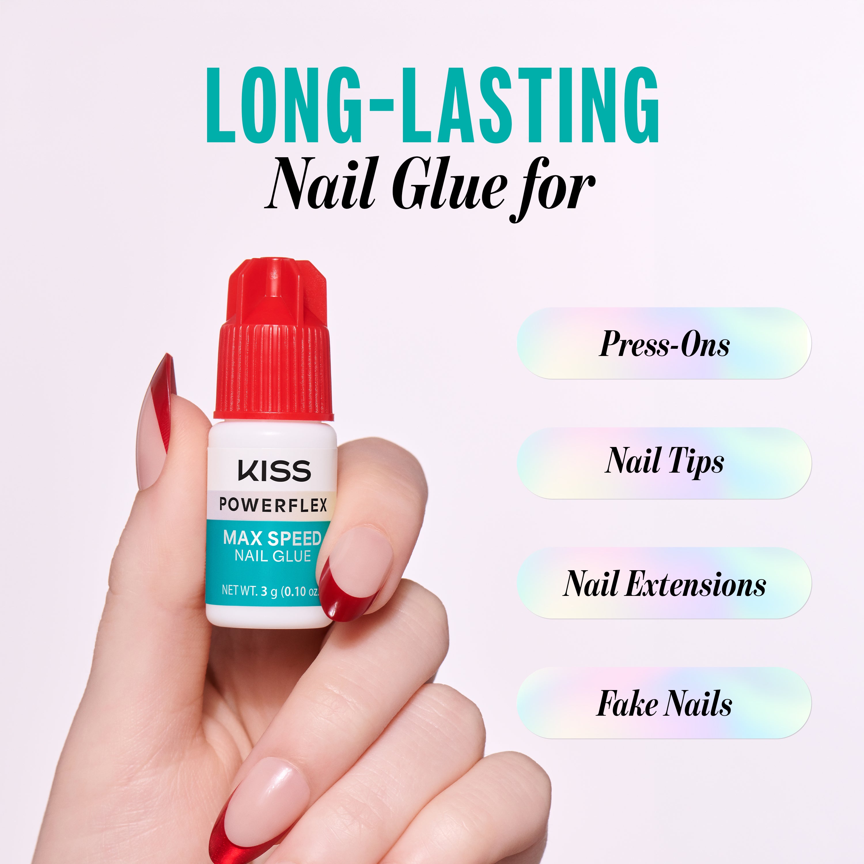 Kiss PowerFlex Maximum Speed Fake Nail Glue - 0.10 oz. | Nail Adhesive, Press-On Glue, Fast Drying, Strong Hold