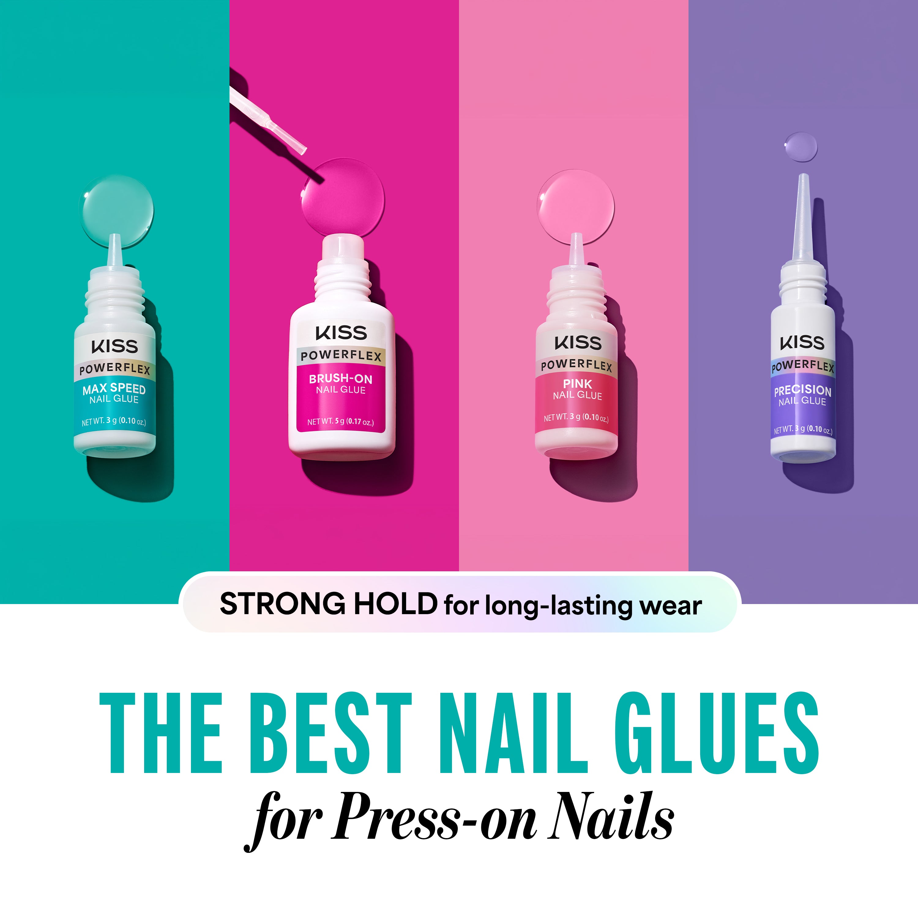 Kiss PowerFlex Maximum Speed Fake Nail Glue - 0.10 oz. | Nail Adhesive, Press-On Glue, Fast Drying, Strong Hold