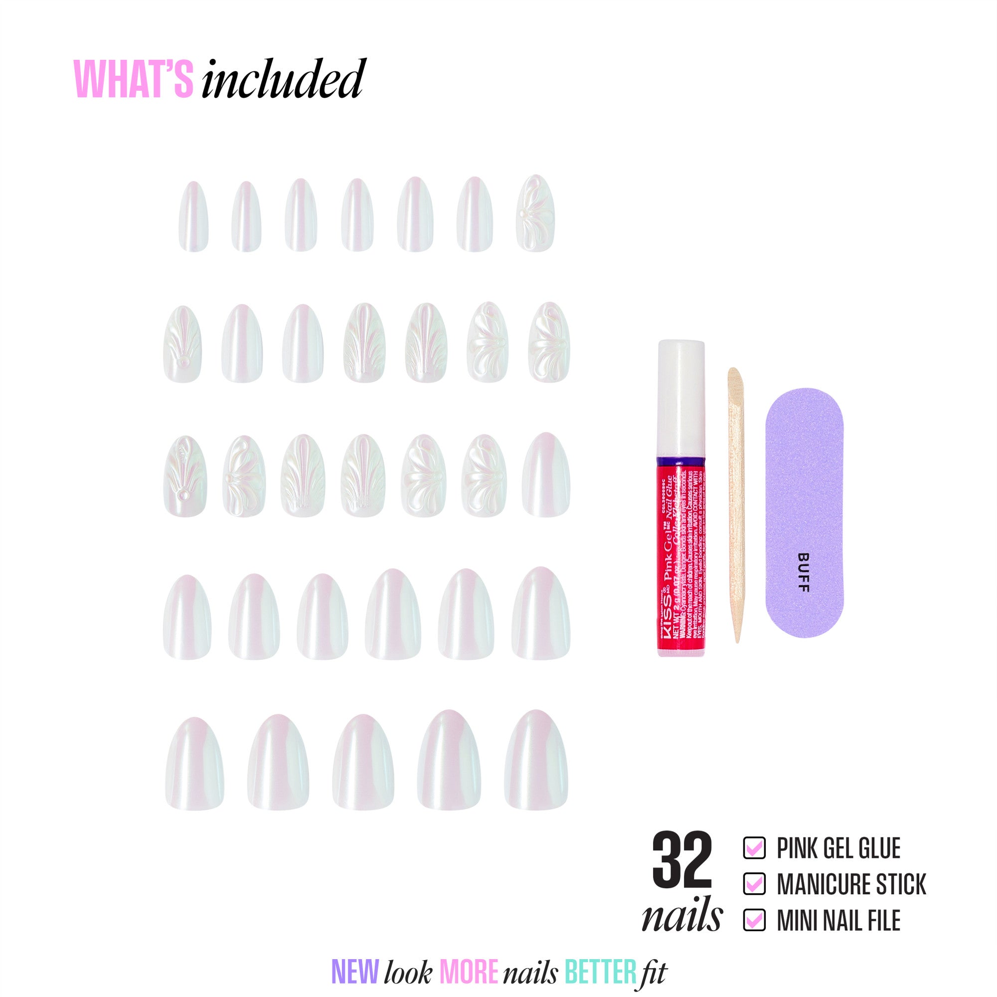 Kiss Glam Jeweled Press On Glue Nails - Pearl Dust