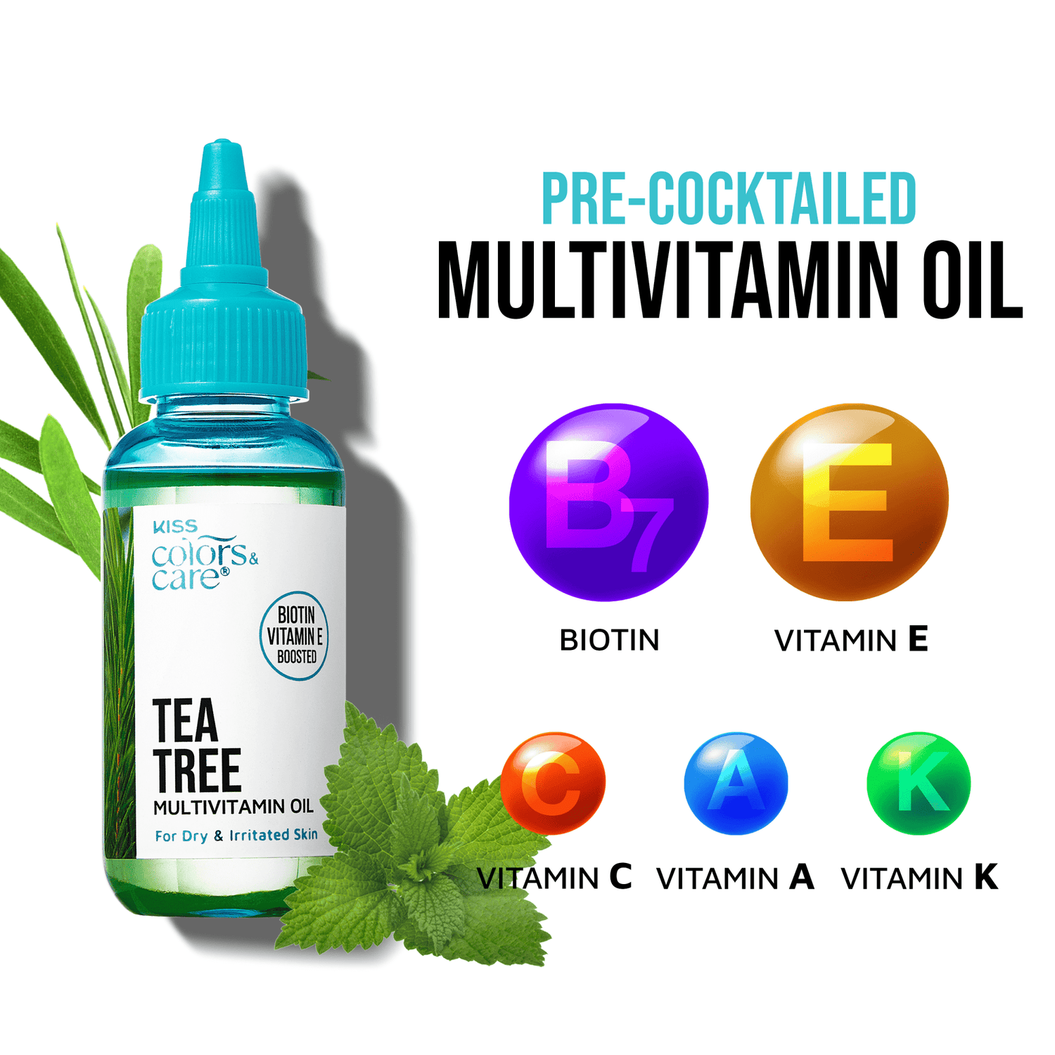 KISS Colors &amp; Care Multivitamin Oil - Tea Tree