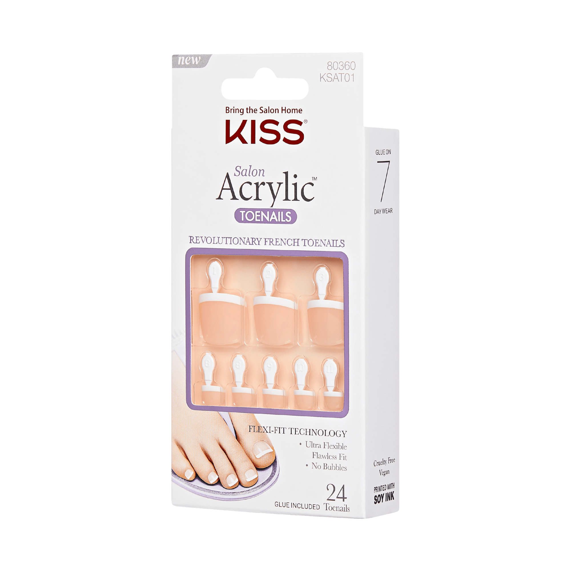 KISS Salon Acrylic French Press On Glue Toenails - Walk Away