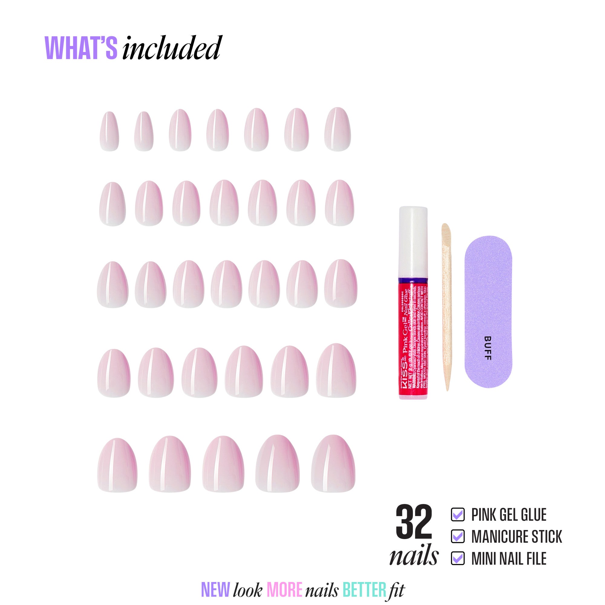 Kiss Core Color Press On Fake Glue Nails - Euphonious | Solid