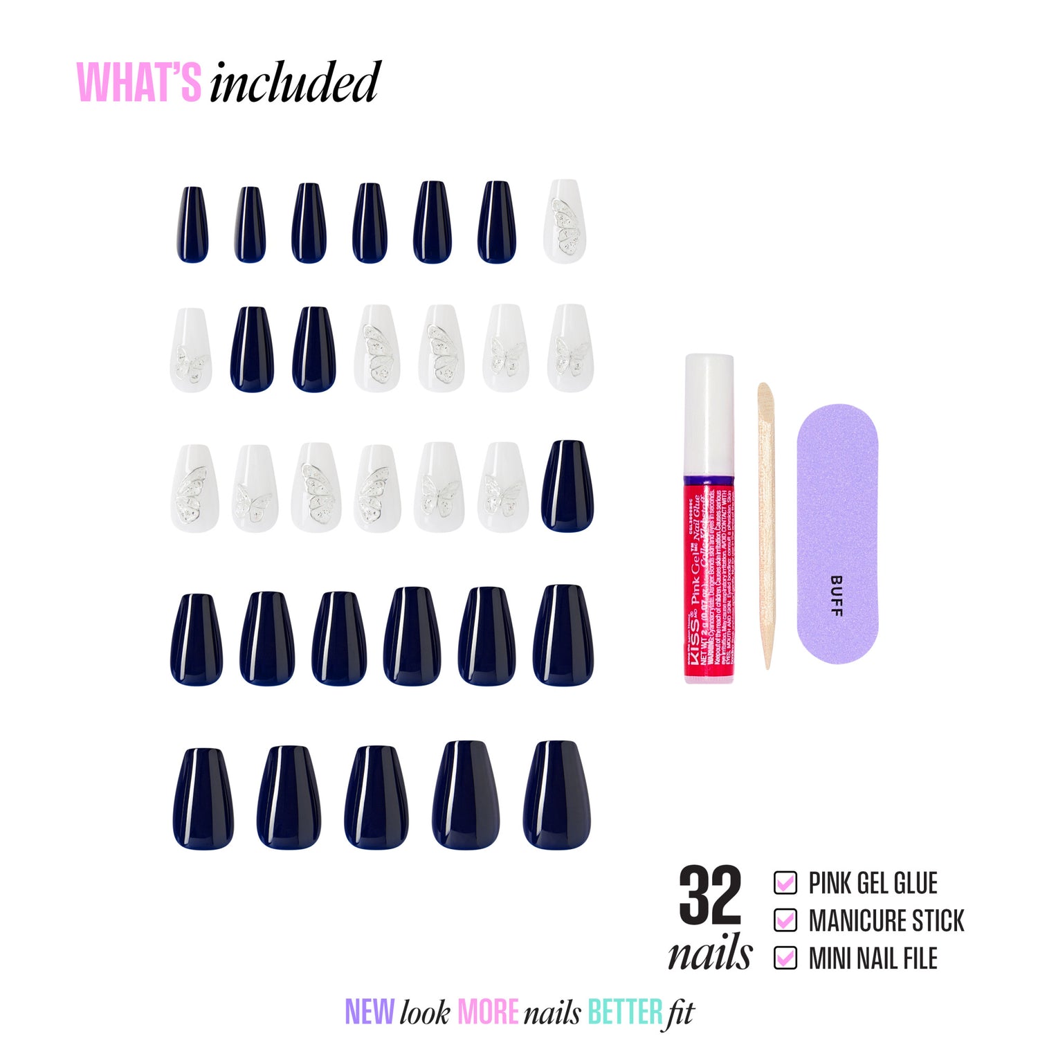 KISS GLAM 3D &amp; Jewel Press On Glue Nails  - Starry Serenade