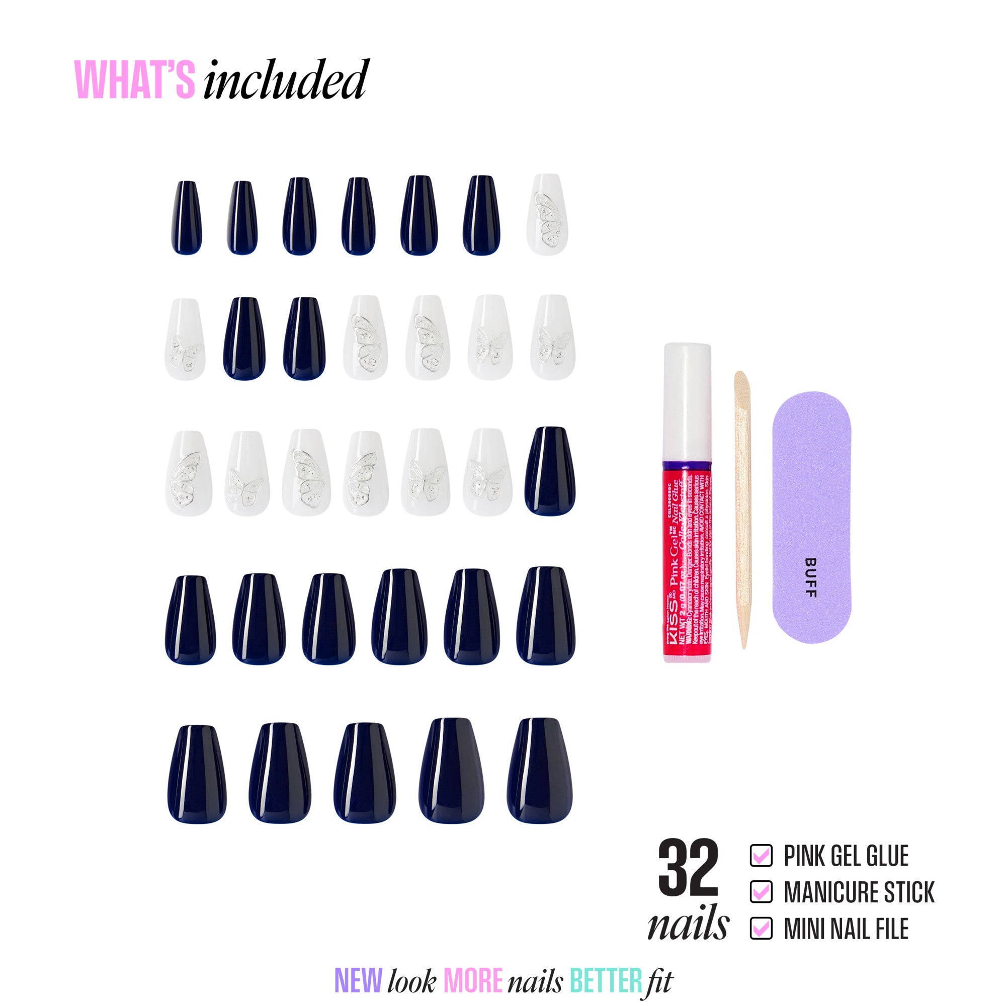 KISS GLAM 3D &amp; Jewel Press On Glue Nails  - Starry Serenade