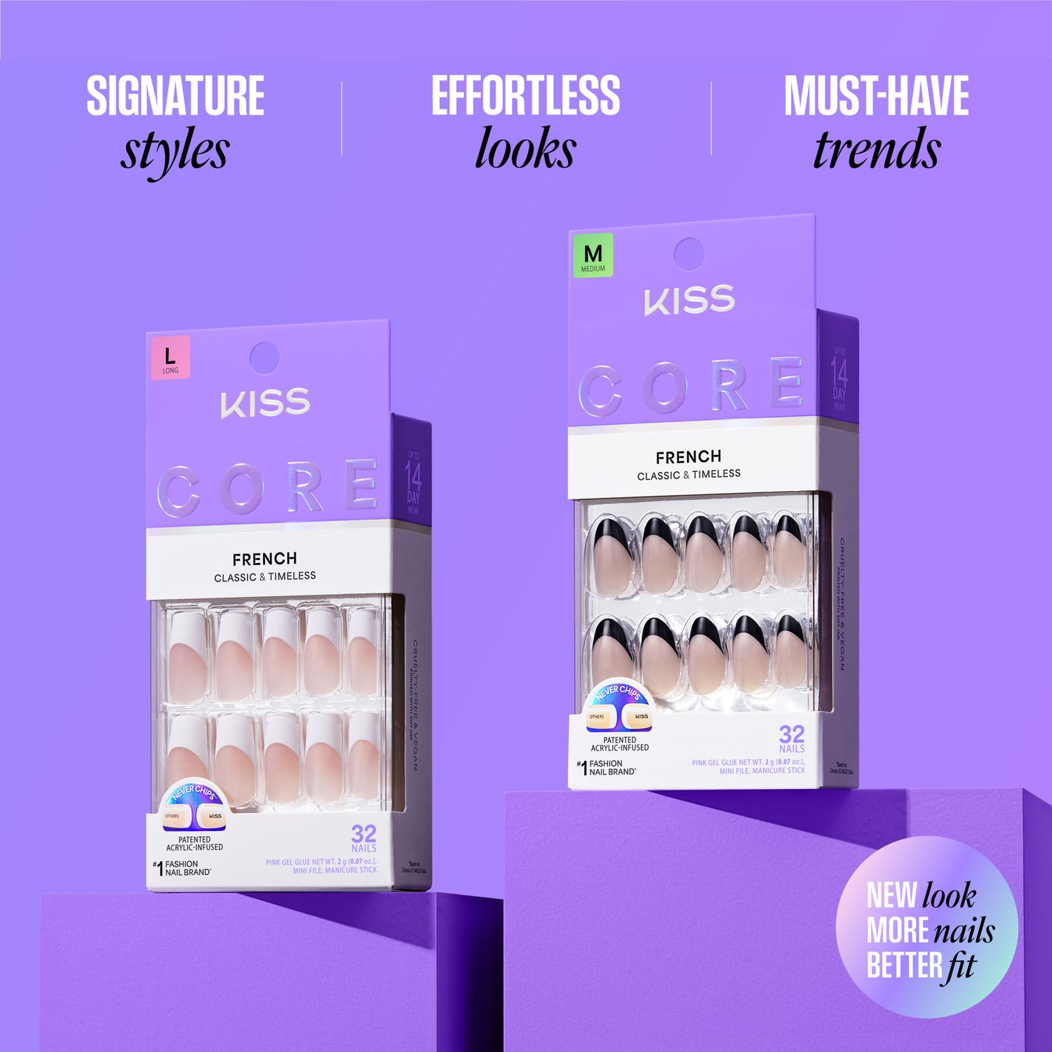 KISS CORE French Press On Glue Nails – Optimistic