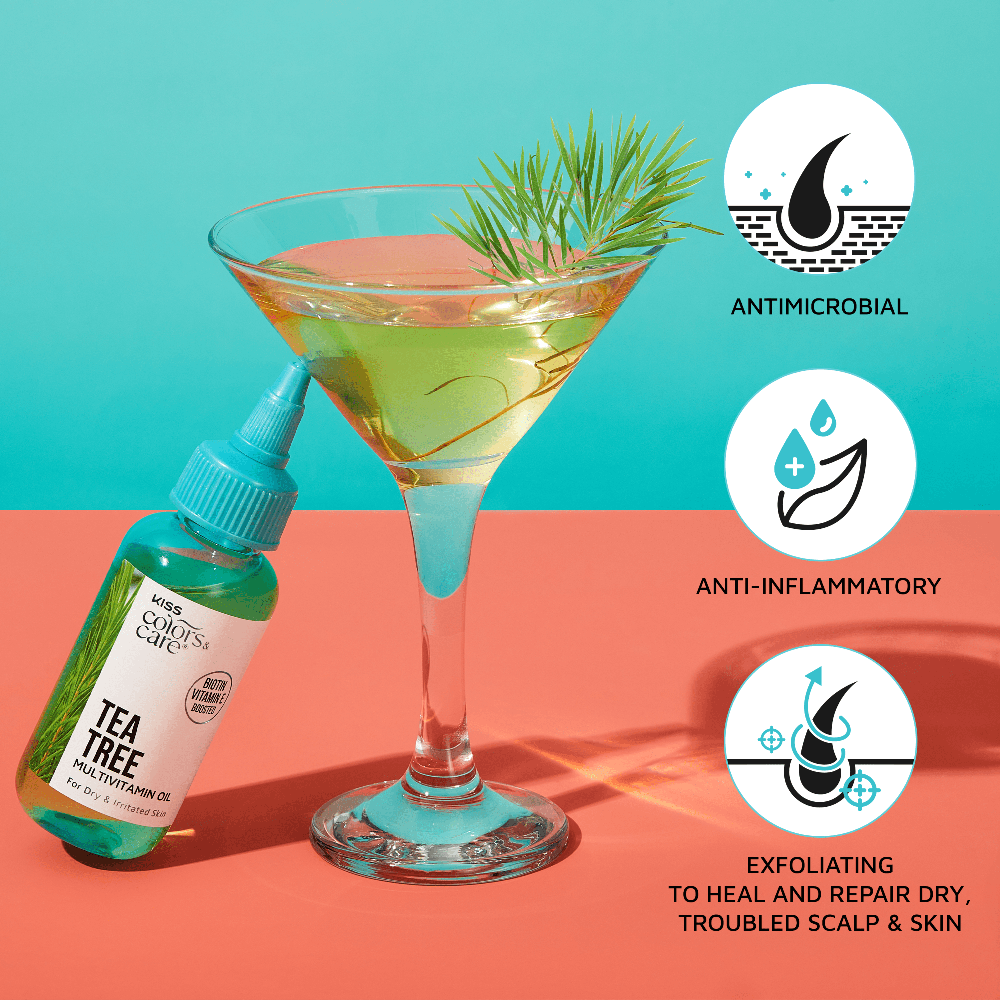 KISS Colors &amp; Care Multivitamin Oil - Tea Tree