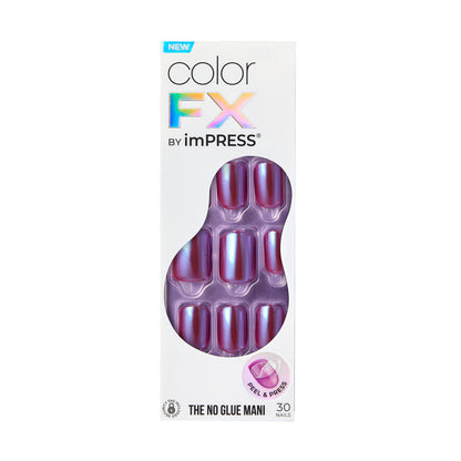 KISS imPRESS No Glue Mani Press On Nails, Color FX, Infinity, Purple, Short Squoval, 30ct