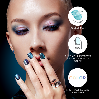 KISS imPRESS No Glue Mani Press On Nails, Color FX, Infinity, Purple, Short Squoval, 30ct