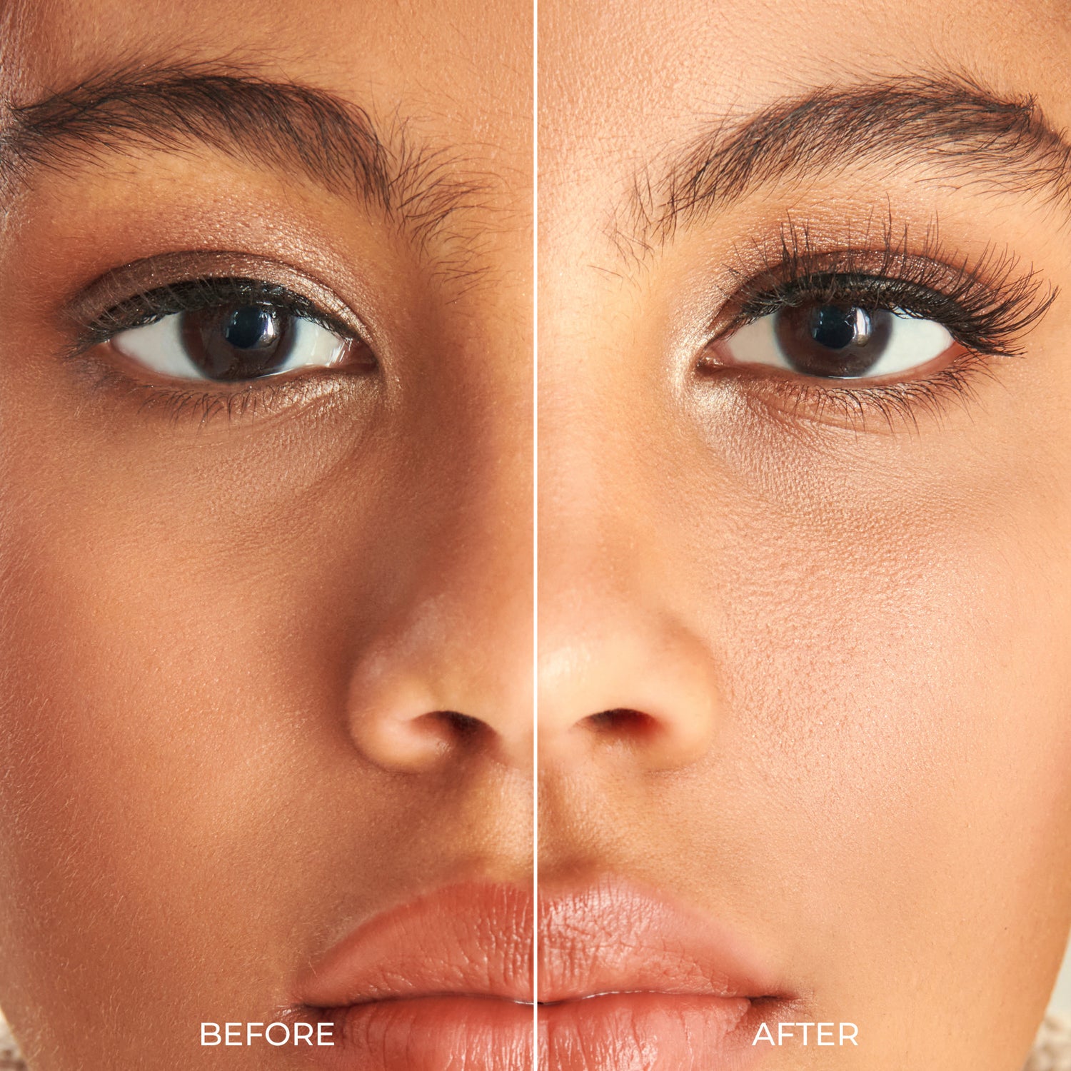 Close-up side-by-side comparison of a woman&