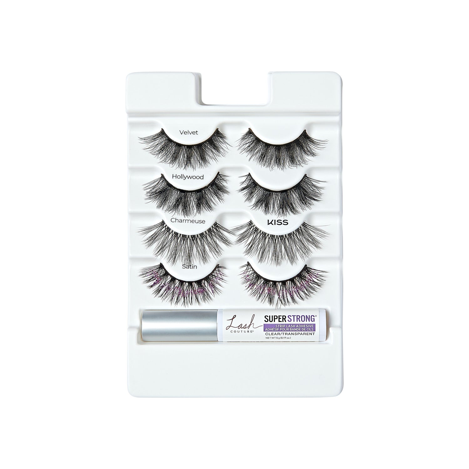 KISS Lash Couture 4-pack false eyelashes with Super Strong adhesive included