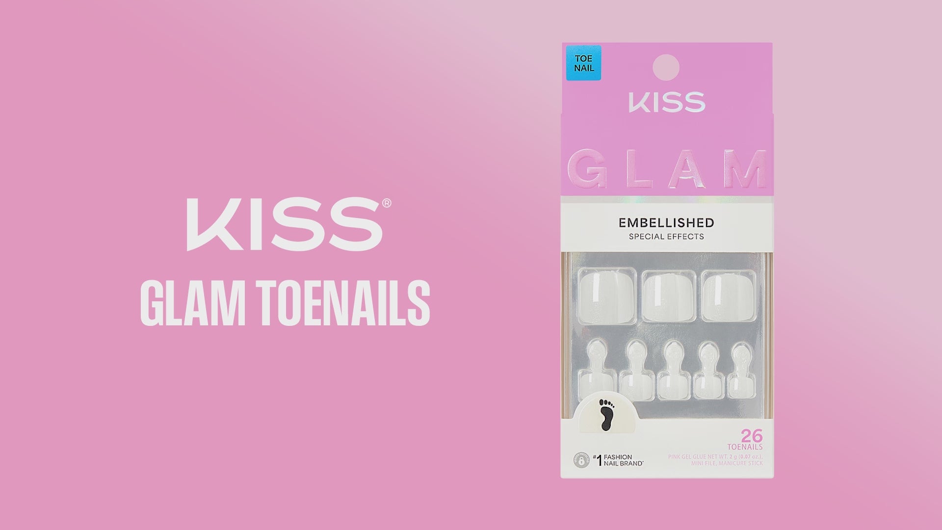 KISS GLAM Press On Glue Toenails- Twinkle Toes