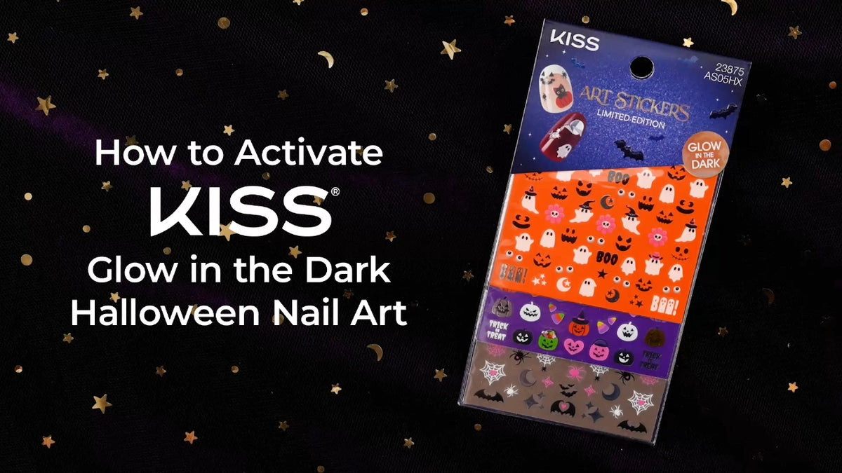 Kiss Glow-In-The-Dark Halloween Press On Fake Nail Art Stickers - Creepin’ | 3 Sheets, Multicolor