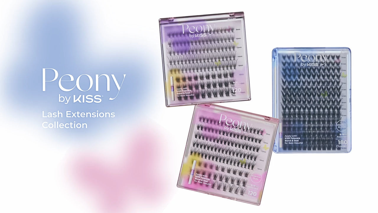 Kiss Peony False Eyelashes, Lash Extension Kit, 120 Lash Clusters
