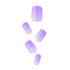 Set of five glossy, press-on nails in varying sizes with a shiny gradient periwinkle purple color, shown on a transparent background.