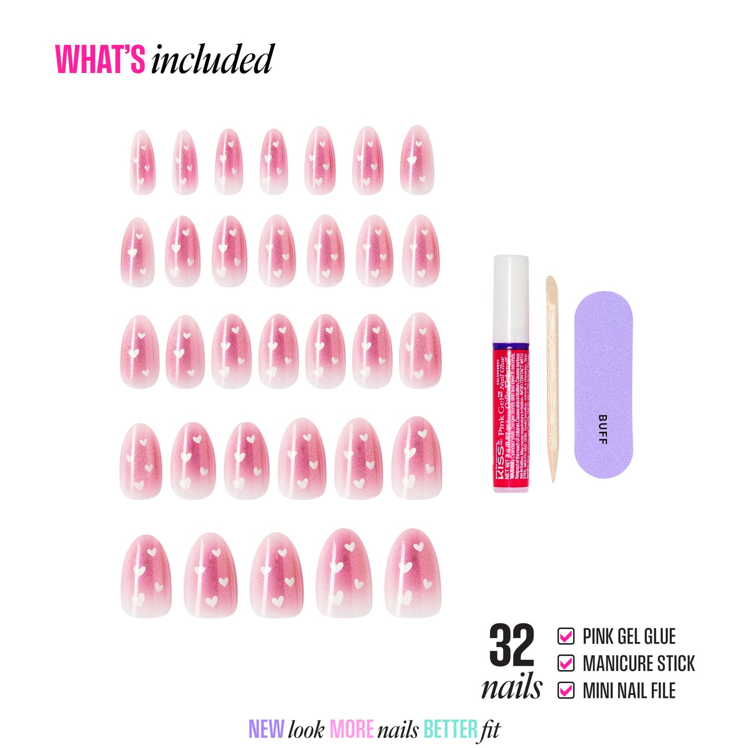 KISS LOVE Design Press On Glue Nails - My Forever Valentine