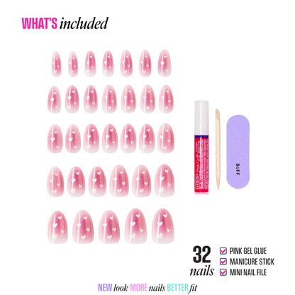 KISS LOVE Design Press On Glue Nails - My Forever Valentine