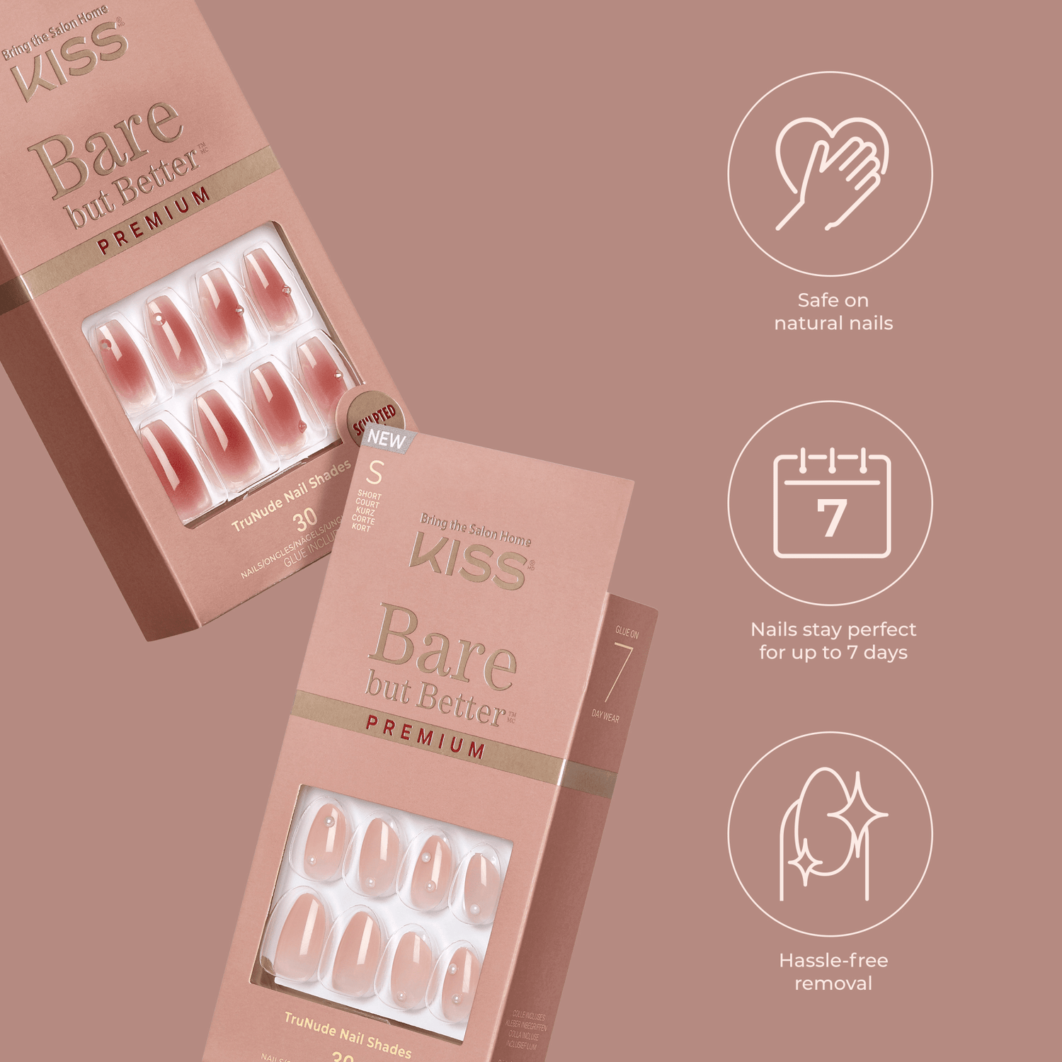 KISS Bare but Better Premium Press On Glue Nails - Slay