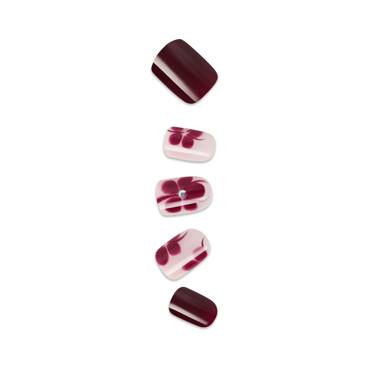 Impress Design No Glue Fake Press On Nails - Glacier | Design, Red, Short, Squoval, Manicure
