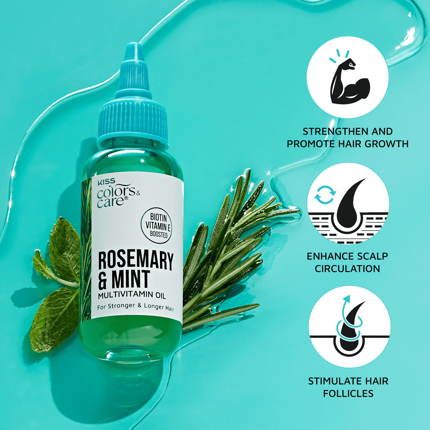 KISS Colors &amp; Care Multivitamin Oil - Rosemary &amp; Mint
