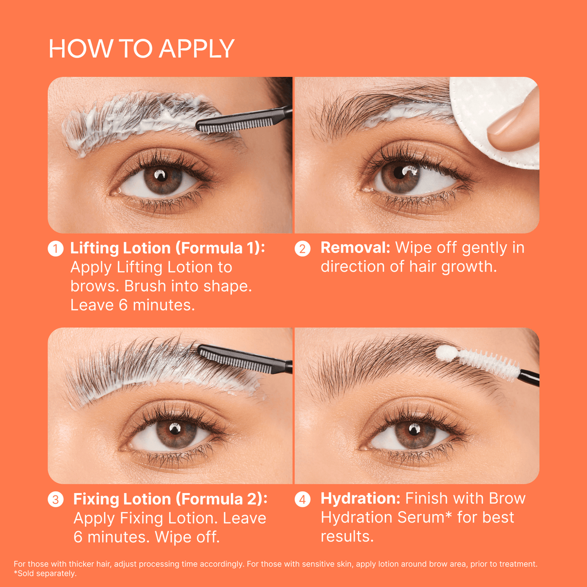 Kiss Brow Lamination Kit | Starter Kit, Lifting &amp; Shaping Lotion, Fixing Serum, Eyebrow Brush
