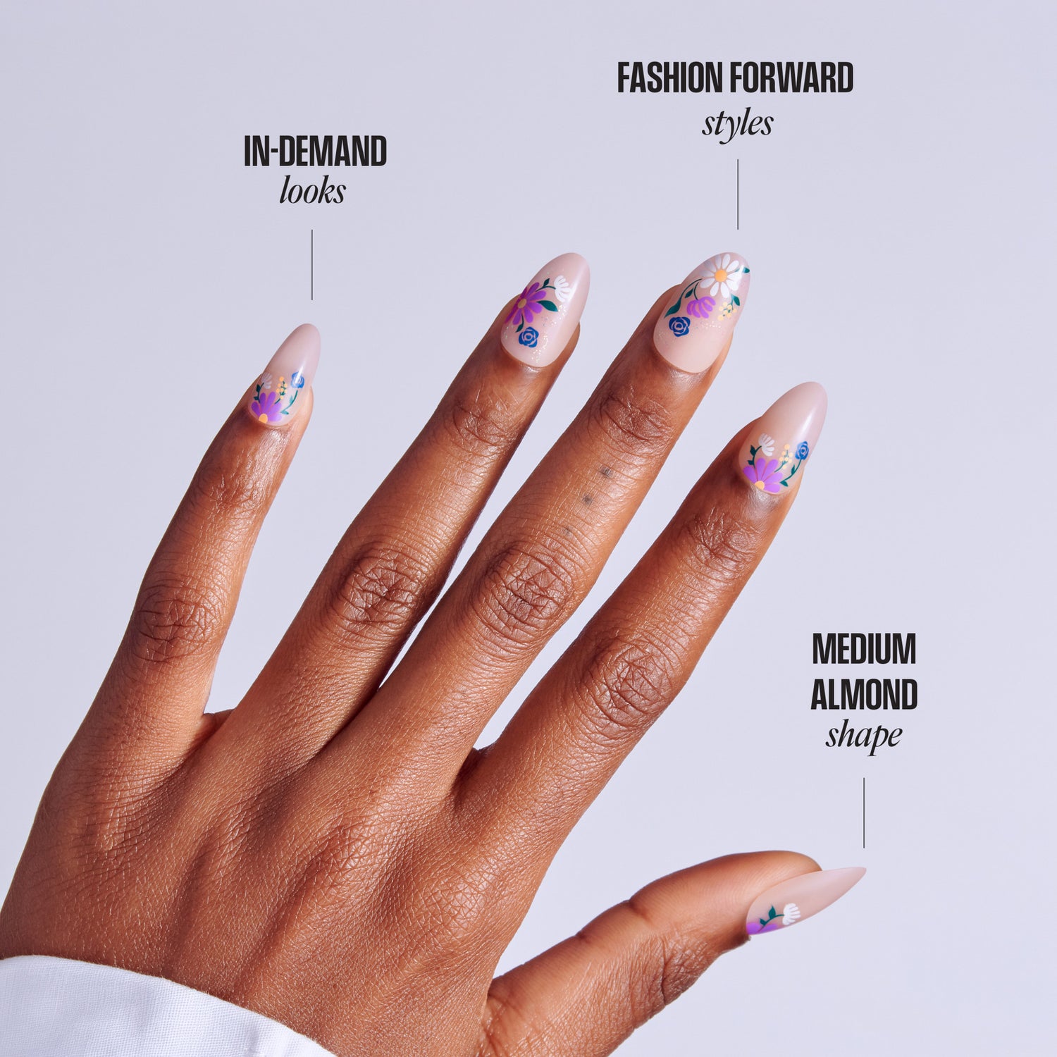 Kiss Core Design Press On Fake Glue Nails - Stay In Touch | Design, Multicolor, Medium, Almond