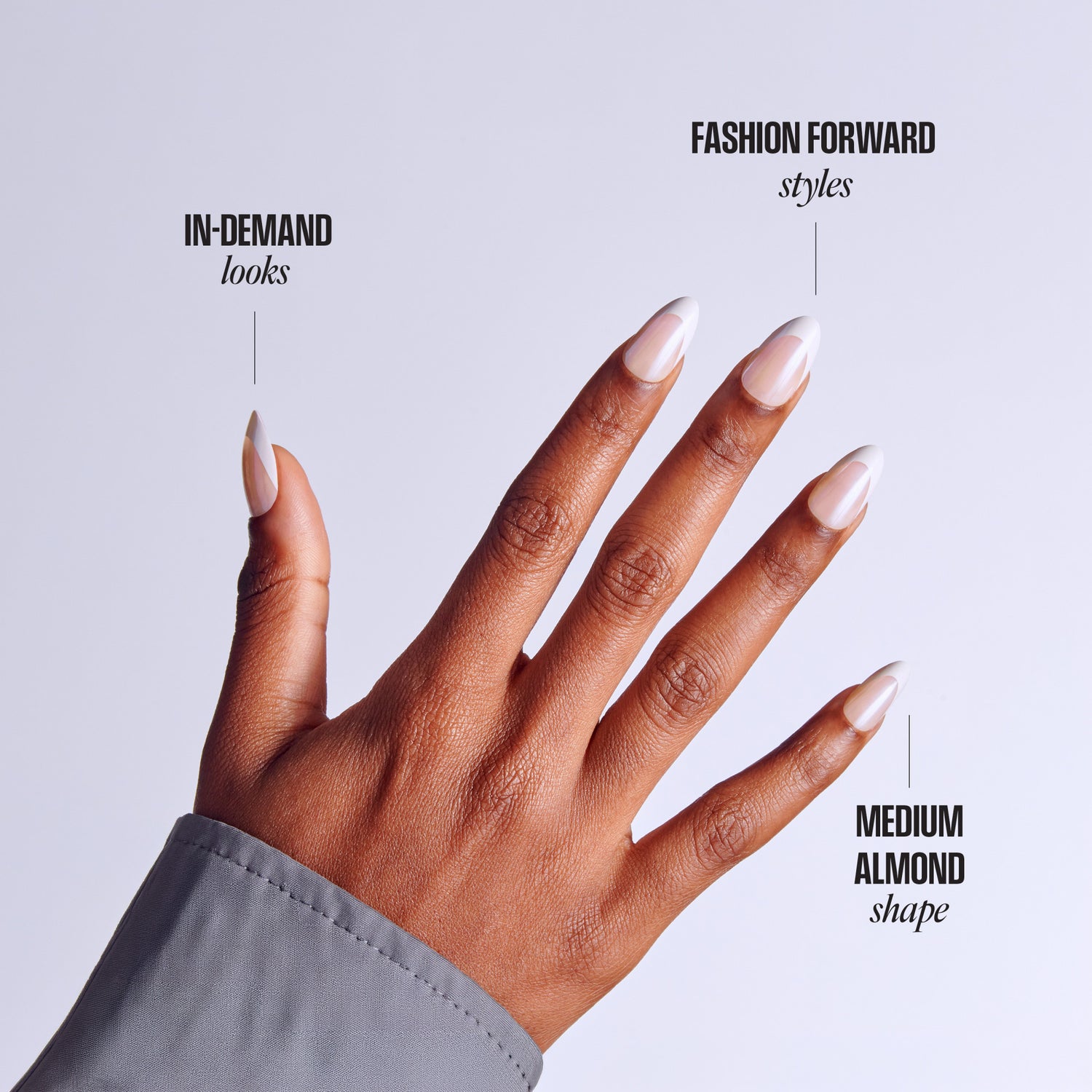 Kiss Core Design Press On Fake Glue Nails - New Chapter | French Tips, White, Medium, Almond