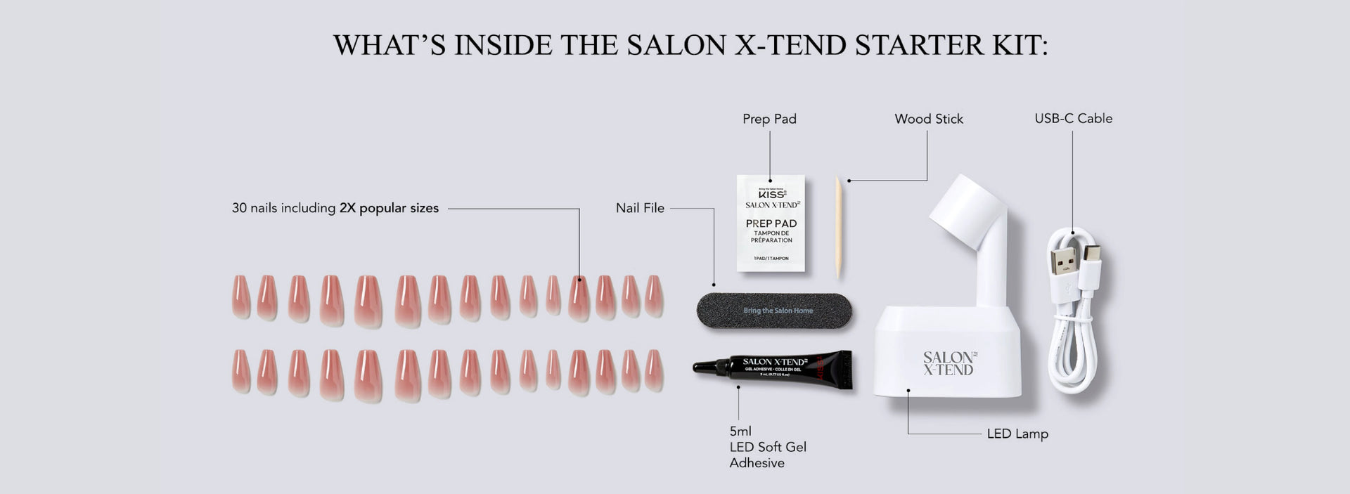 KISS Salon X-tend LED Soft Gel System Starter Kit, 'Fiat', Wine, Long  Coffin, 36 Ct. – KISS USA