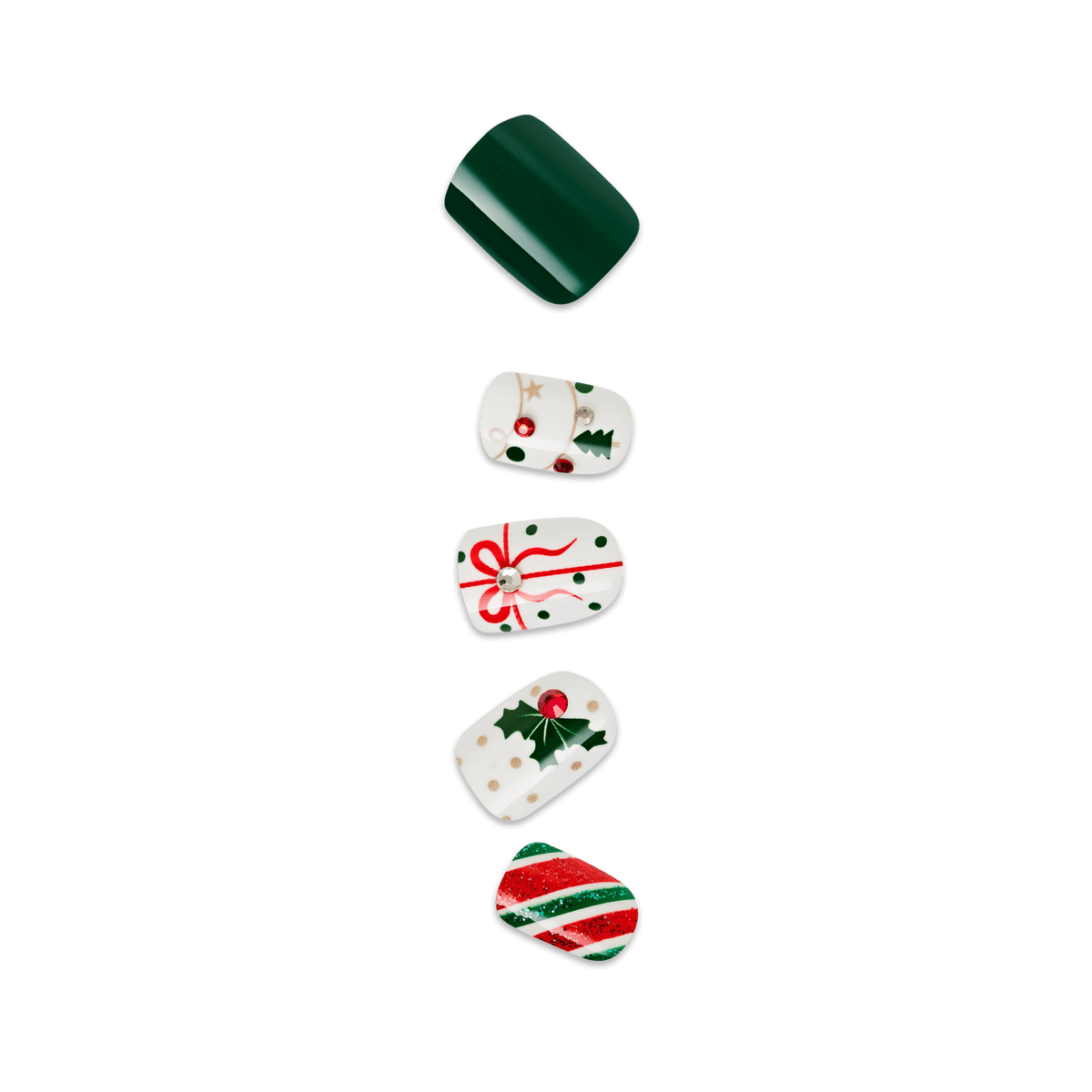 Impress Design Holiday No Glue Fake Press On Nails - Bliss | Design, Multicolor, Short, Squoval, Manicure