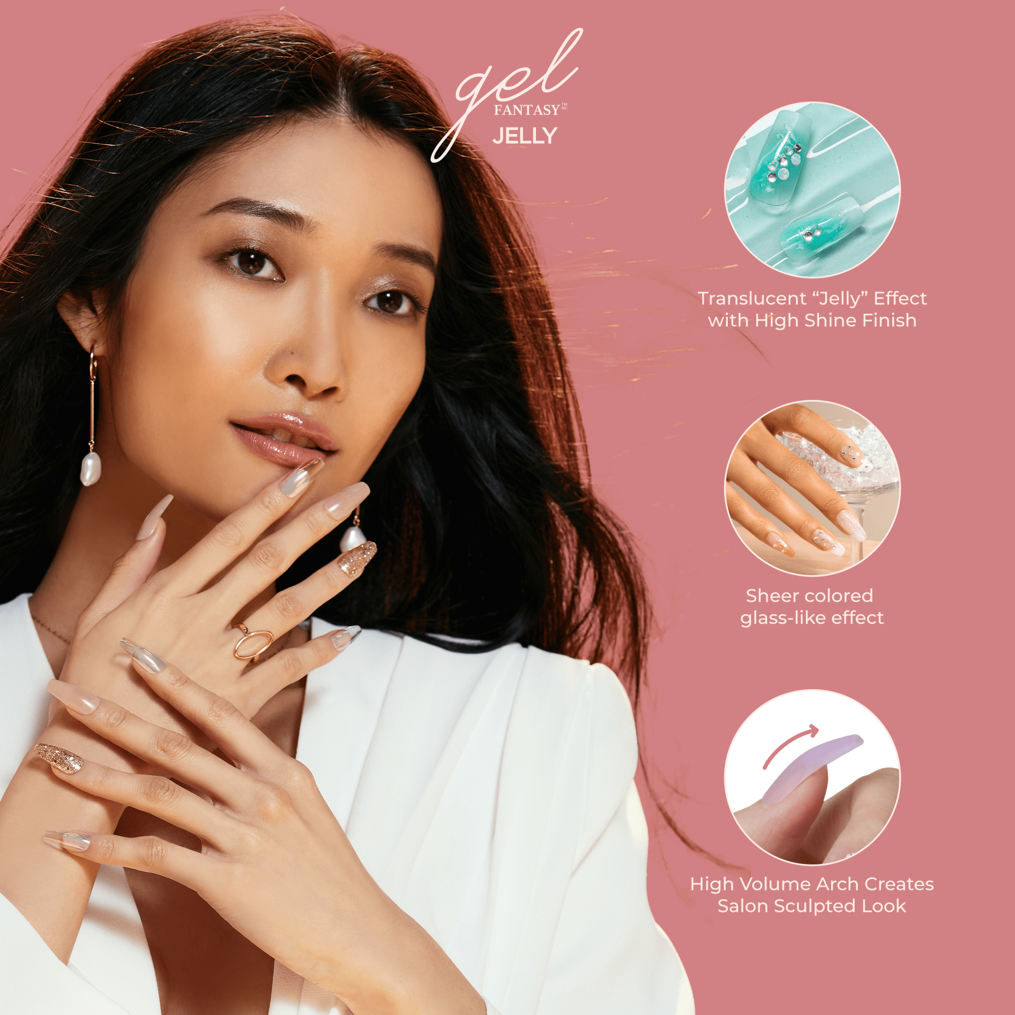 KISS Gel Fantasy Jelly Press On Glue Nails - Jelly Juice