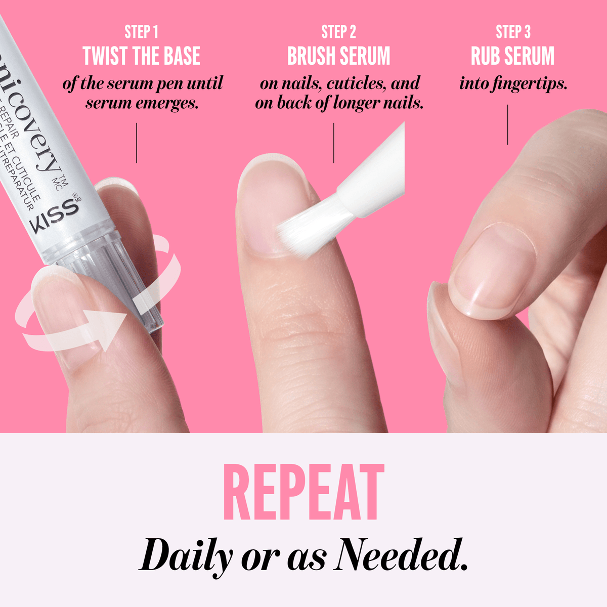 Kiss Manicovery Nail &amp; Cuticle Repair | Nail Adhesive, Press-On Glue, Serum Twist Pen, Vitamin E &amp; Jojoba Oil Infused, 0.04 fl. oz.