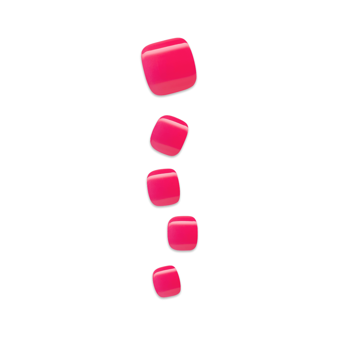 Five pink toenails on a transparent background