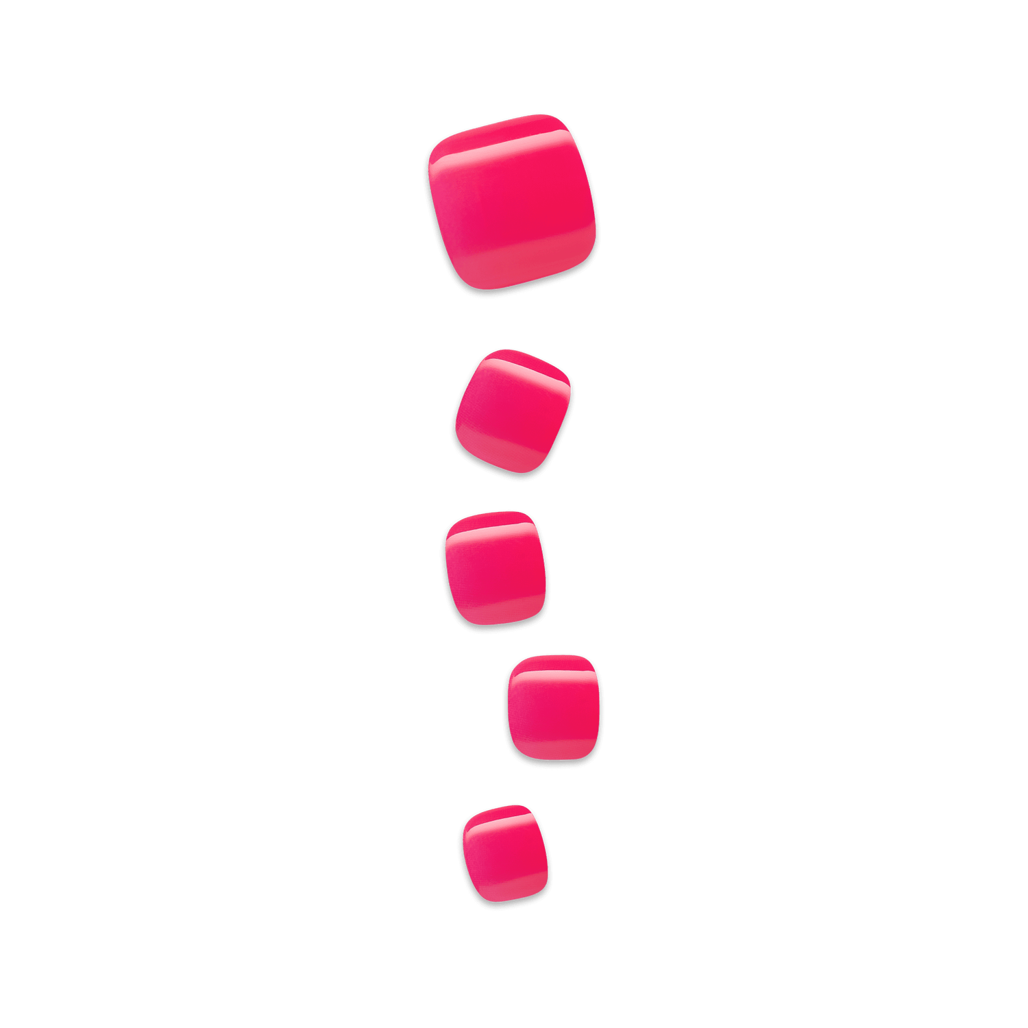 Five pink toenails on a transparent background