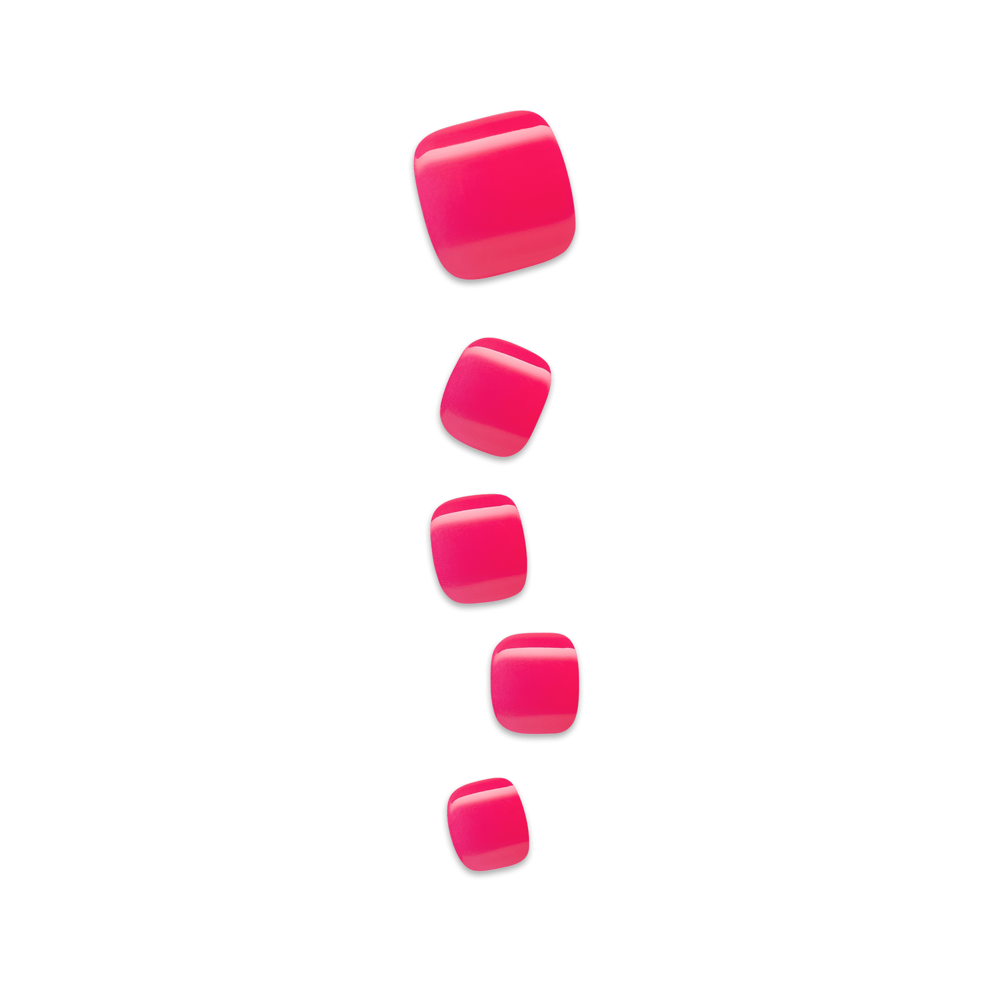 Five pink toenails on a transparent background