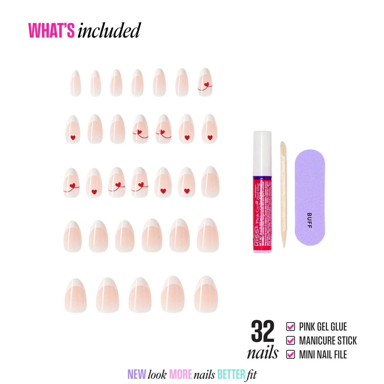 KISS LOVE Design Press On Glue Nails - Cupid&