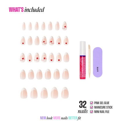 KISS LOVE Design Press On Glue Nails - Cupid&