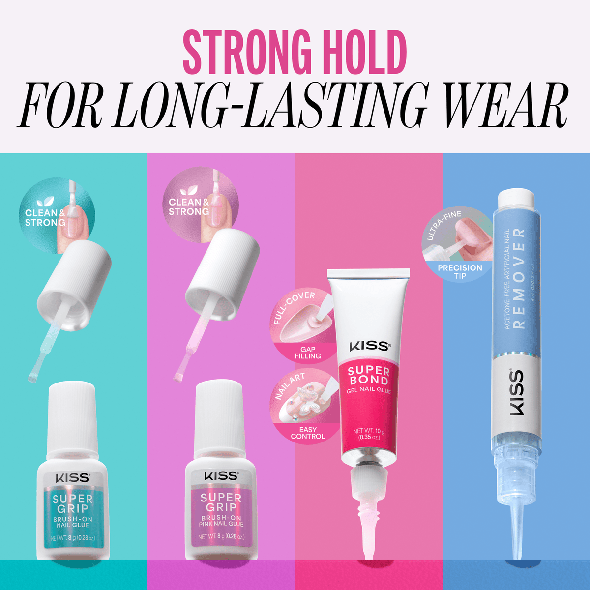 Kiss SuperBond Gel Nail Glue | Nail Adhesive, Press-On Glue, Nail Art Glue, Strong Hold, Gap Filling, Long Lasting, Up To 21-Day Wear, Water Resistant, 0.35 oz.