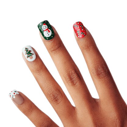 KISS Voguish Fantasy Holiday Press On Glue Nails - Snow Pops