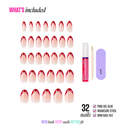 KISS LOVE Design Press On Glue Nails - Falling for Forever