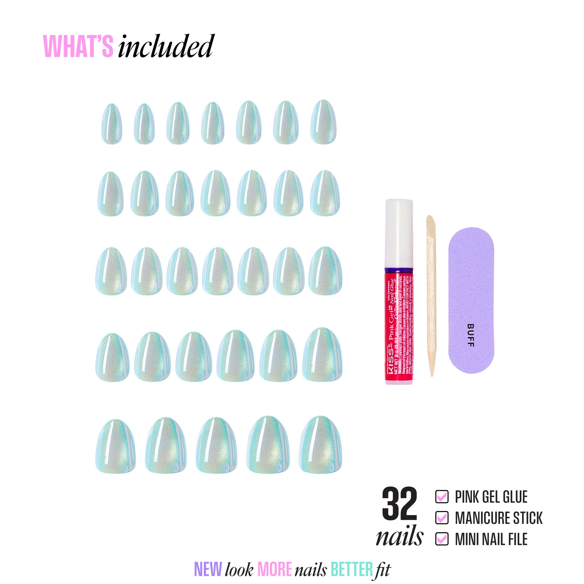 KISS GLAM Embellished Press On Glue Nails - Sugar Lake