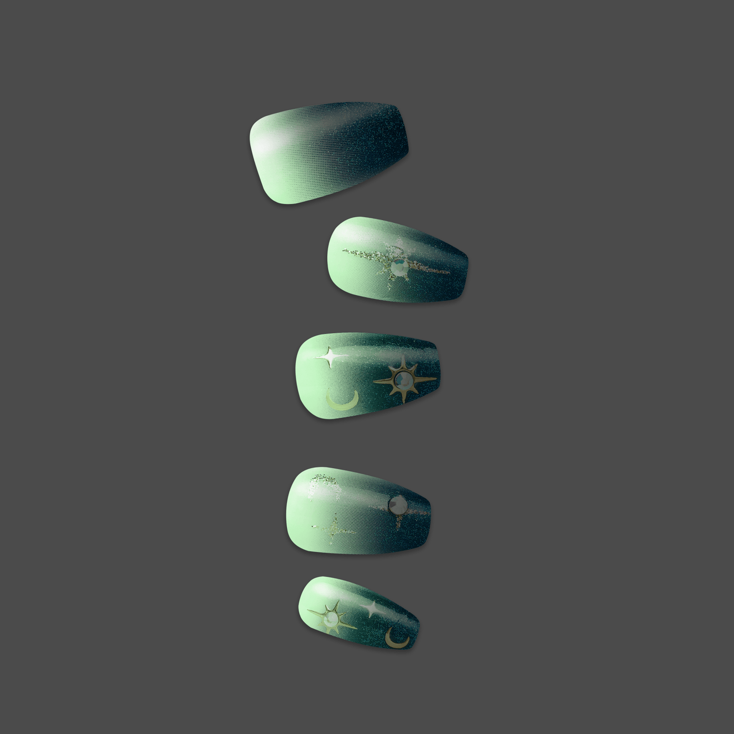 Impress Design Halloween No Glue Fake Press On Nails - Fatal Spell | Design, Blue, Medium, Coffin, Glow In The Dark, Manicure
